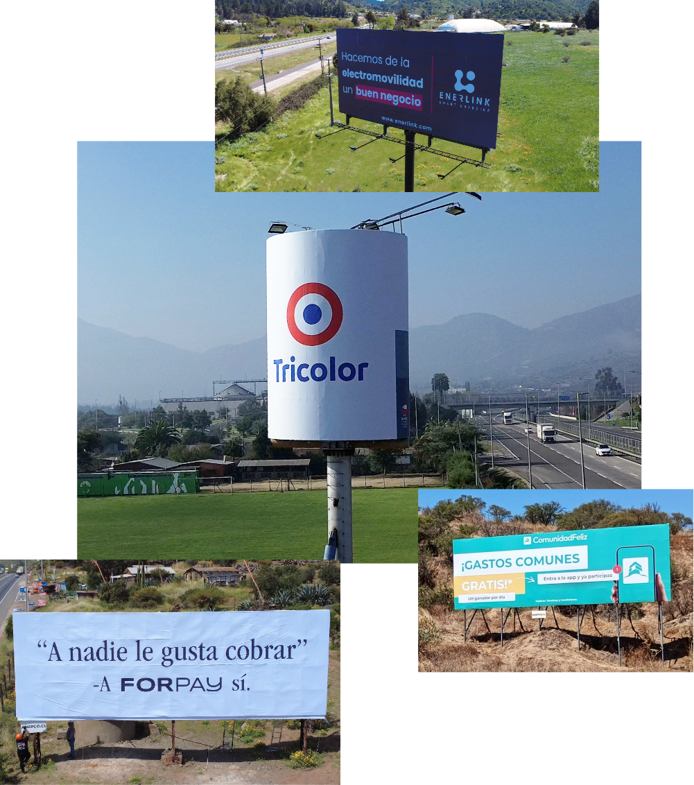 Collage de vallas en carretera